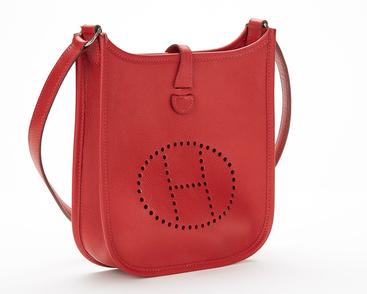 Women's 2012 Hermes Red Clemence Leather Mini Evelyne