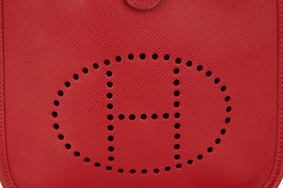 2012 Hermes Red Clemence Leather Mini Evelyne 2