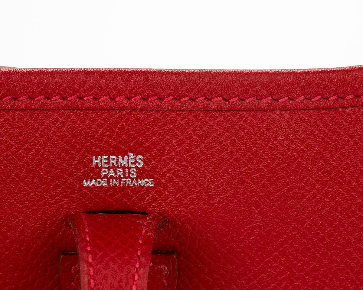 2012 Hermes Red Clemence Leather Mini Evelyne 3