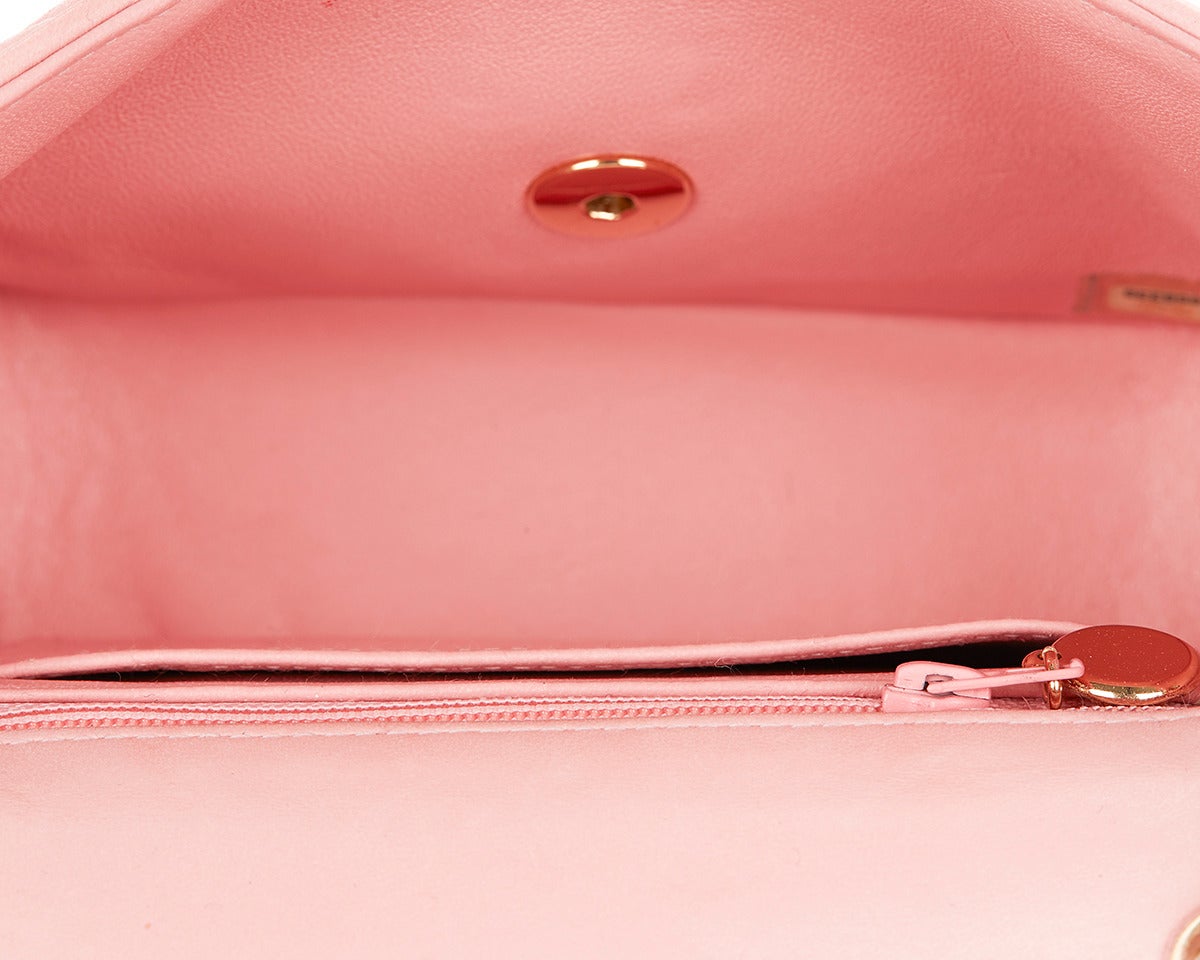 1990s Chanel Pink Lambskin Vintage Mini Flap Bag 2