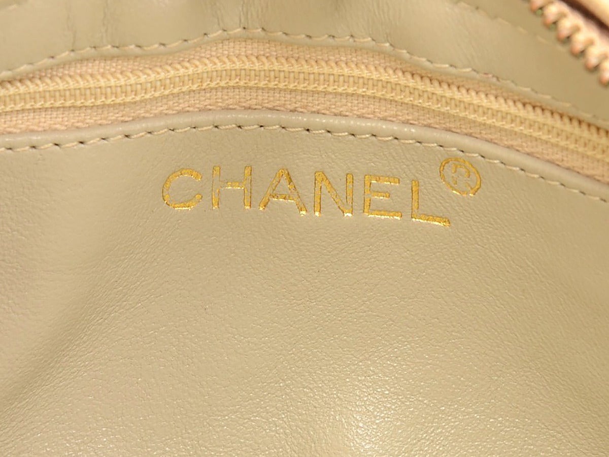 1990s Chanel Tan Quilted Leather Mini CC Logo Shoulder Fringe Tassel Bag 2