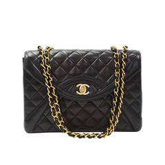 Vintage 1990s Chanel Black Quilted Lambskin Single Classic Flap Bag