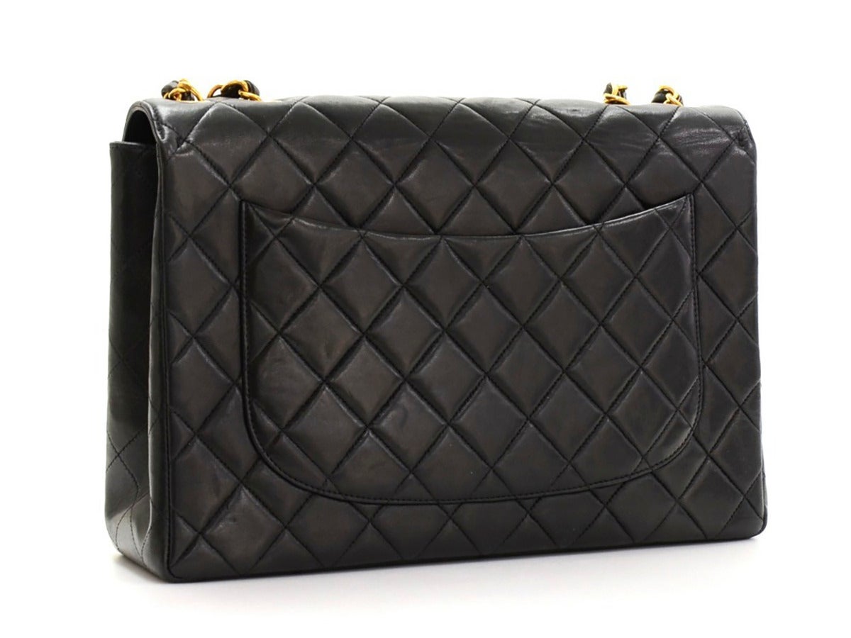 1990s Chanel Black Quilted Leather Jumbo Maxi Flap Bag In Excellent Condition In Bishop's Stortford, Hertfordshire