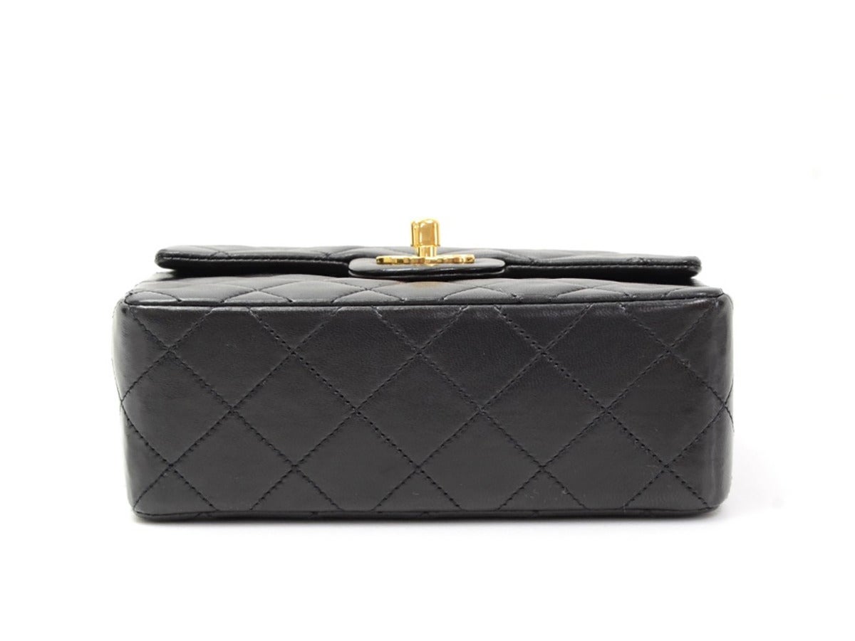 1990s Chanel Black Quilted Leather Mini Flap Bag 1