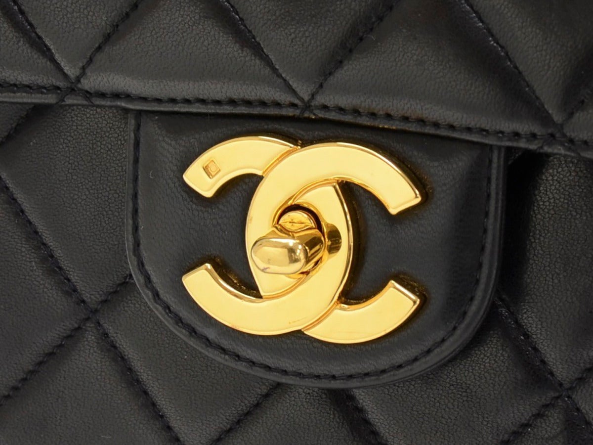1990s Chanel Black Quilted Leather Jumbo Maxi Flap Bag 2