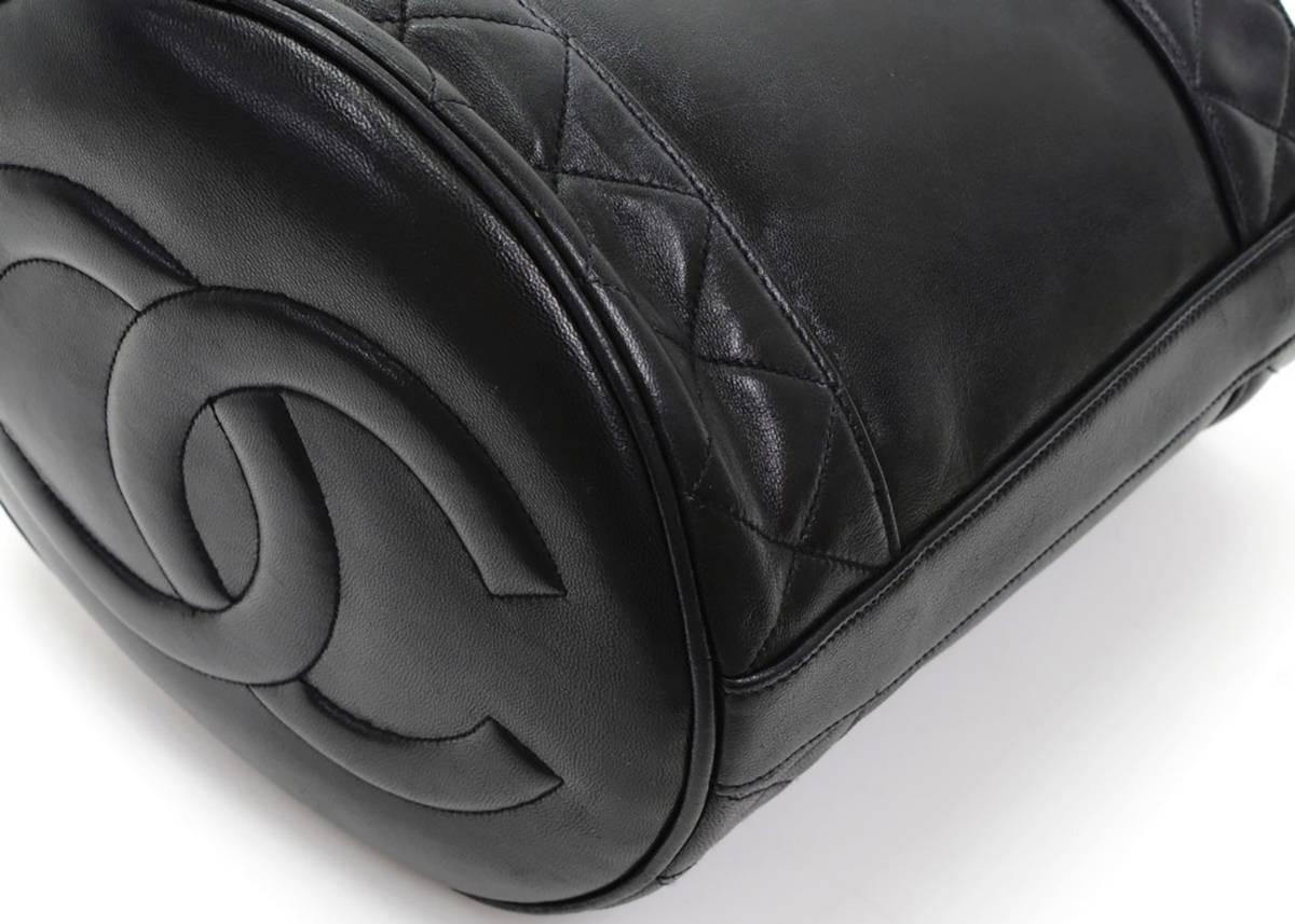 1990s Chanel Black Lambskin Drawstring Bucket Bag 3