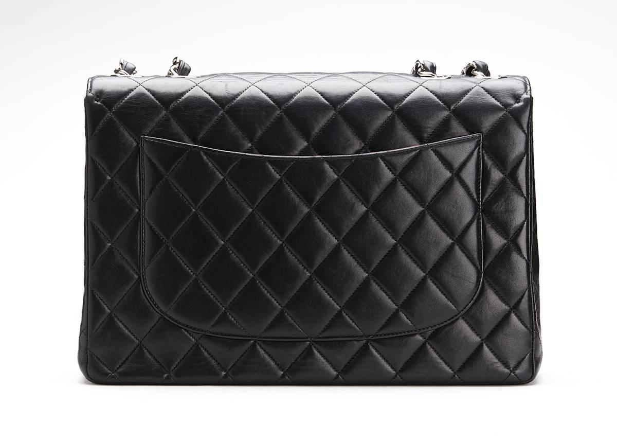 Women's 2000s Chanel Black Quilted Lambskin Jumbo Flap Bag
