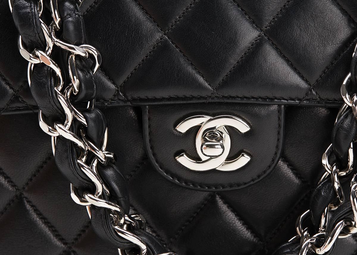 2000s Chanel Black Quilted Lambskin Jumbo Flap Bag 2