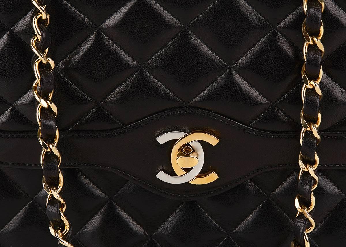 1990s Chanel Black Quilted Lambskin Limited Edition Vintage Single Flap Bag 3