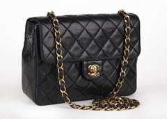 1990s Chanel Black Quilted Lambskin Vintage Single Flap Bag