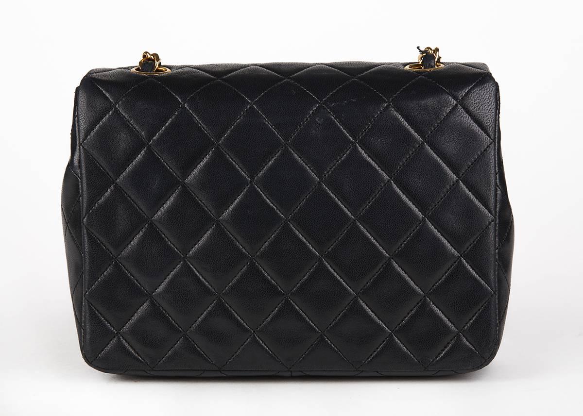 Women's 1990s Chanel Black Quilted Lambskin Vintage Single Flap Bag