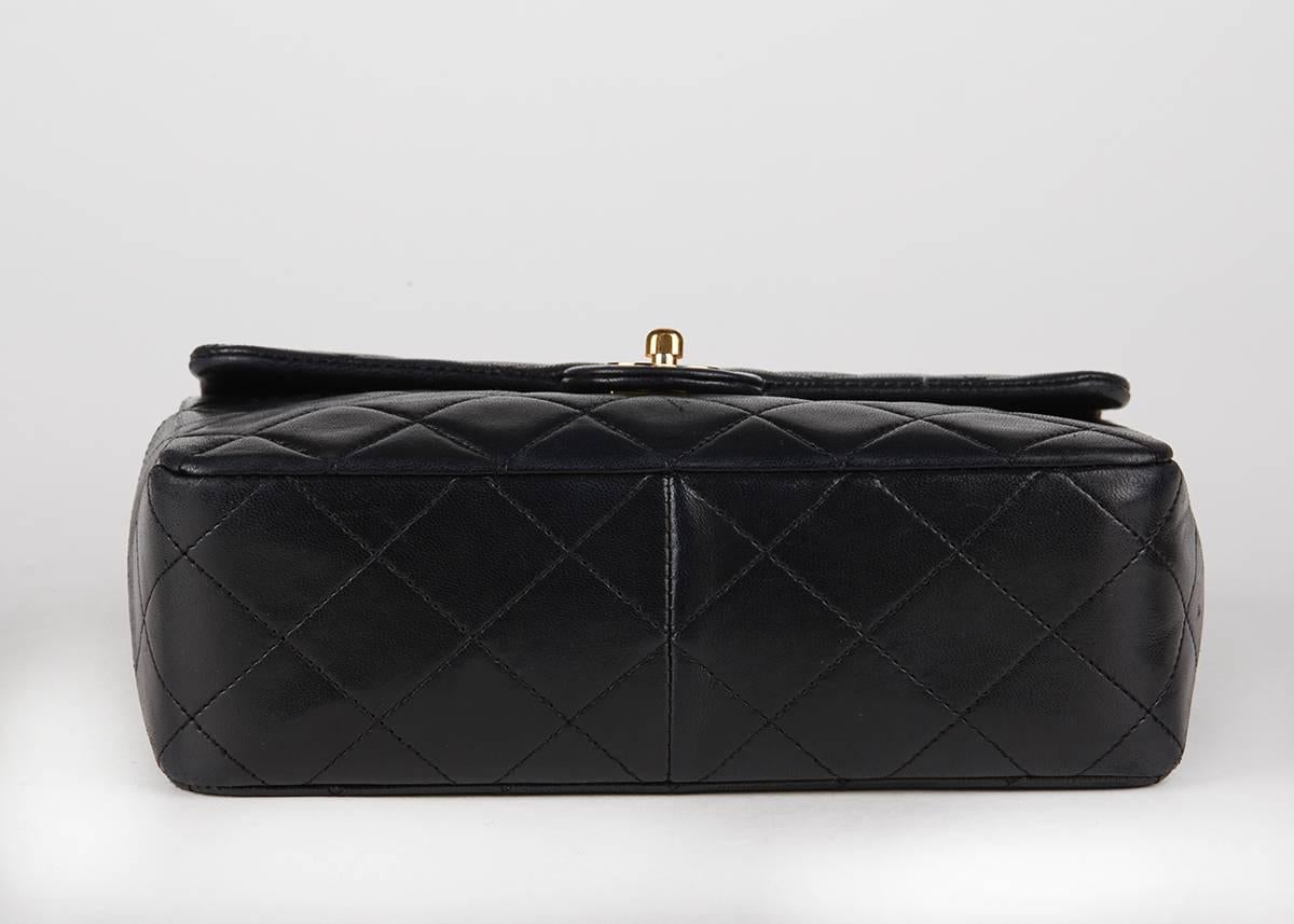1990s Chanel Black Quilted Lambskin Vintage Single Flap Bag 1