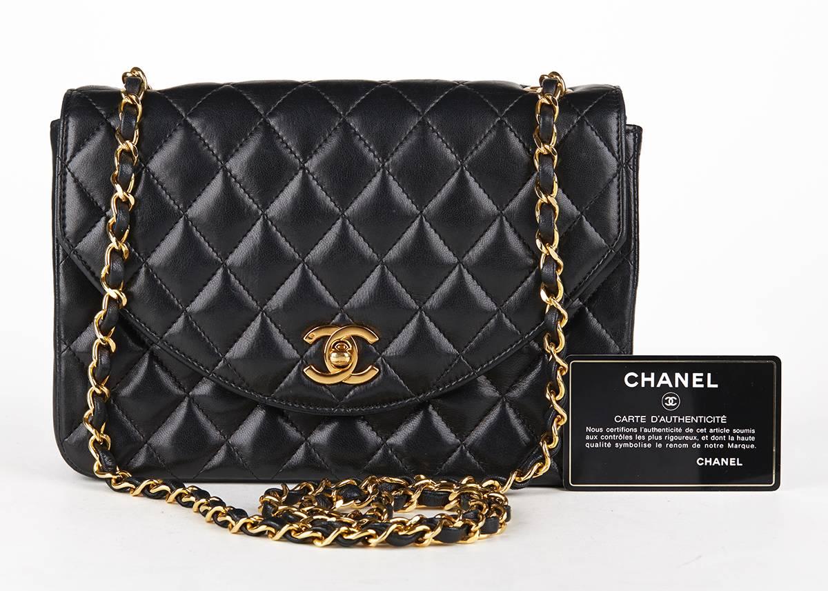 1990s Chanel Black Quilted Lambskin Vintage Single Flap Bag 6