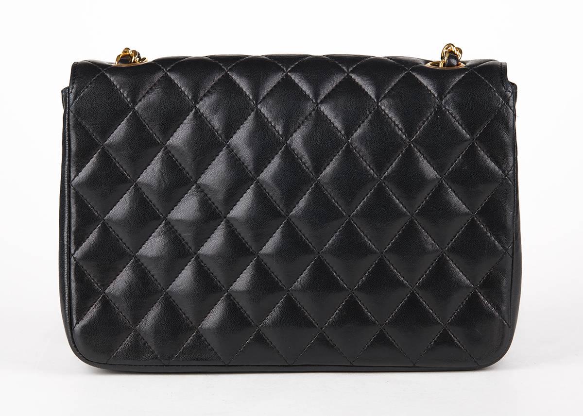Women's 1990s Chanel Black Quilted Lambskin Vintage Single Flap Bag
