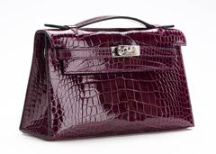 2015 (T) Hermes Cassis Shiny Alligator Kelly Pochette