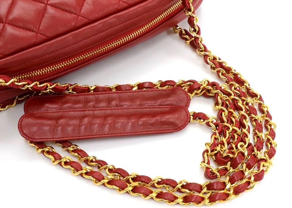 1990s Chanel Red Lambskin Vintage Timeless Shoulder Bag 3