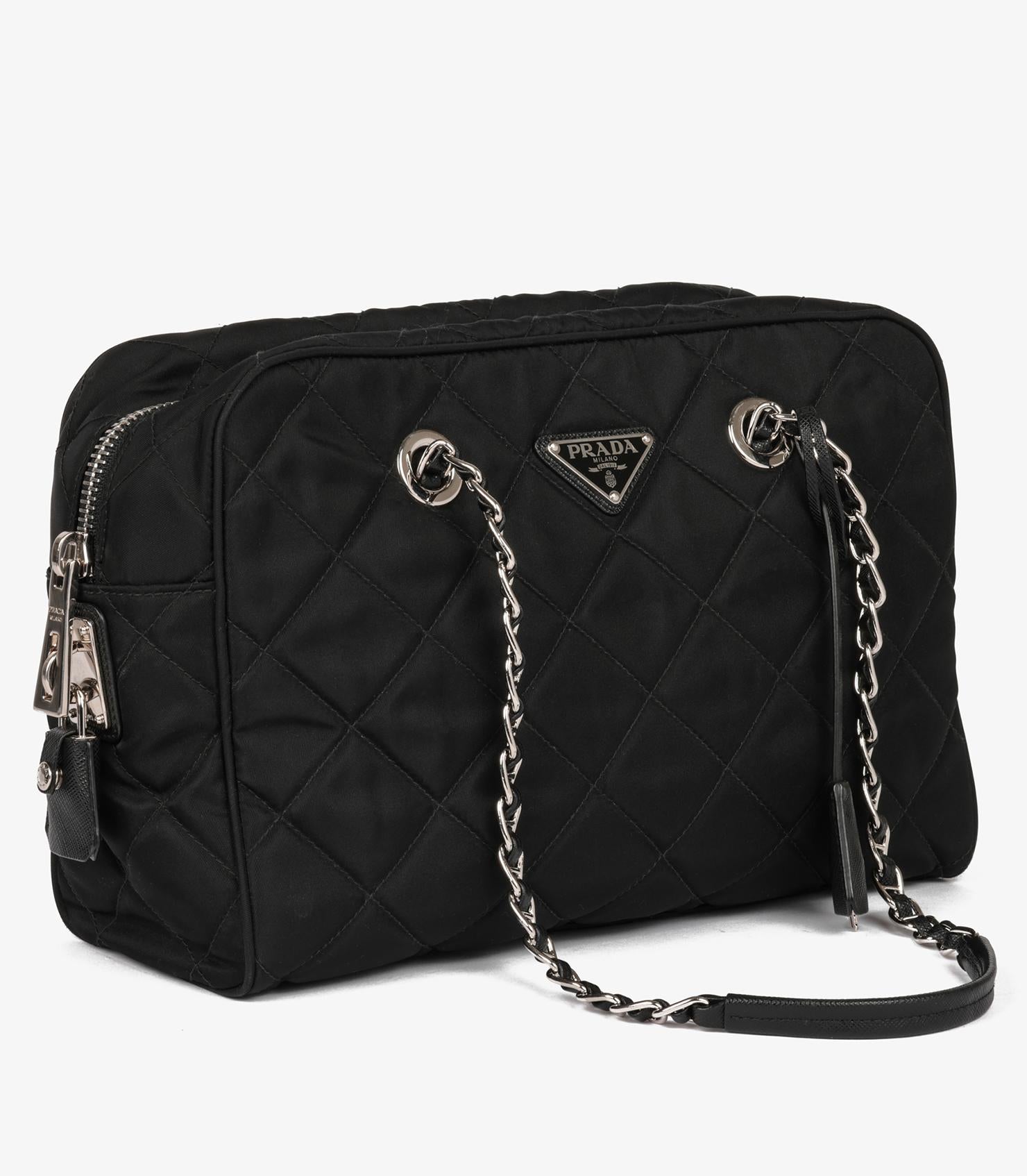 Prada Black Quilted Nylon Tessuto Impuntu Shoulder Bag For Sale at 1stDibs