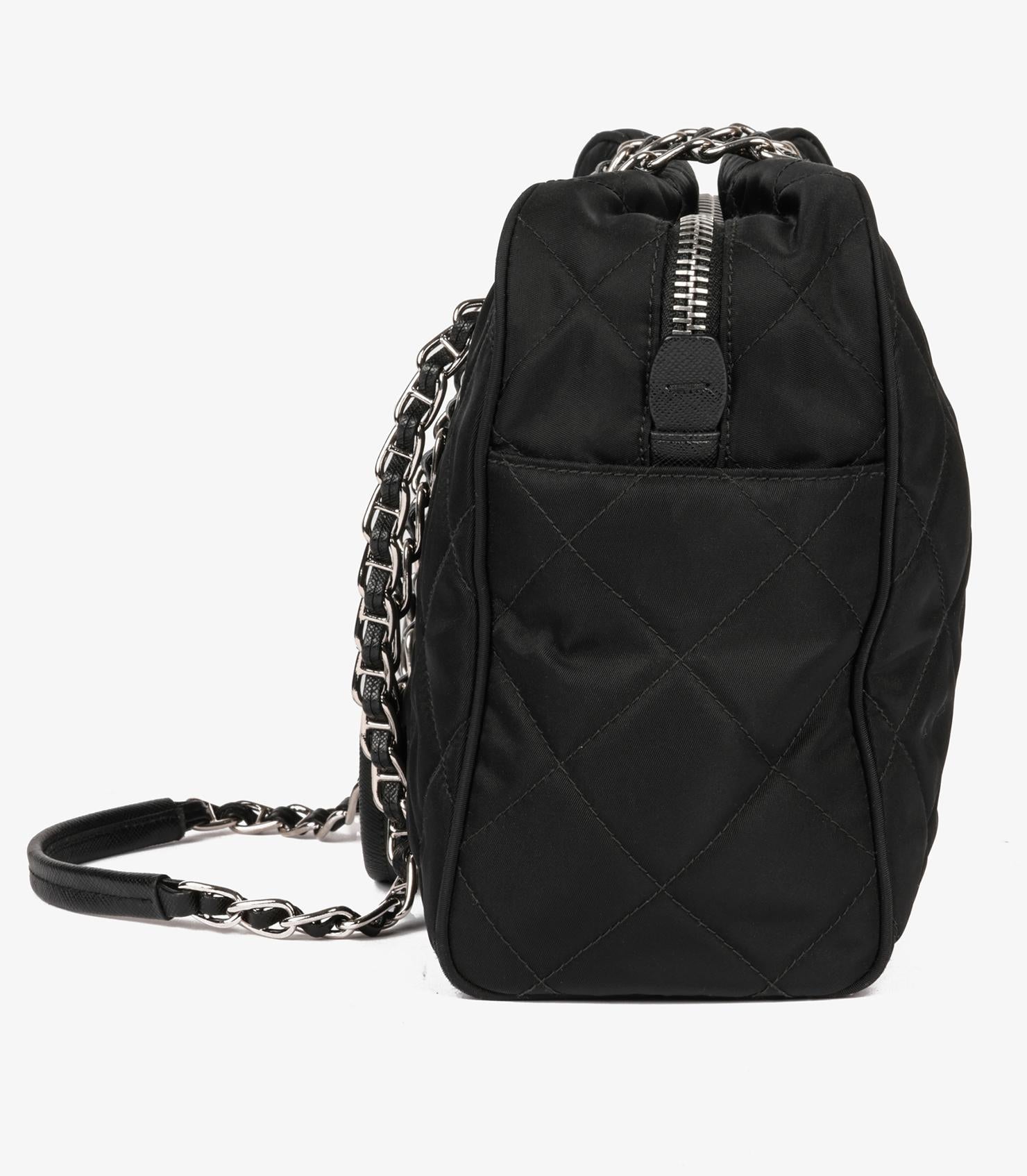 Prada Black Quilted Nylon Tessuto Impuntu Shoulder Bag For Sale at 1stDibs