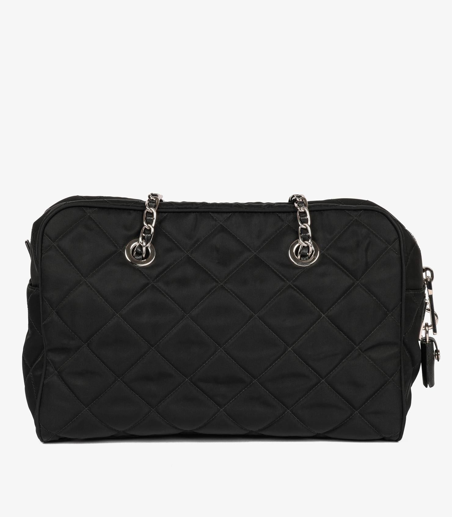 Prada Black Quilted Nylon Tessuto Impuntu Shoulder Bag For Sale at 1stDibs