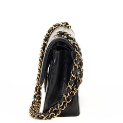 1990s Chanel Black Quilted Lambskin Vintage Small Classic Double Flap Bag