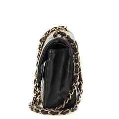 1990s Chanel Black Quilted Lambskin Vintage Small Classic Double Flap Bag