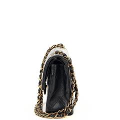 2000s Chanel Black Quilted Lambskin Small Classic Double Flap Bag