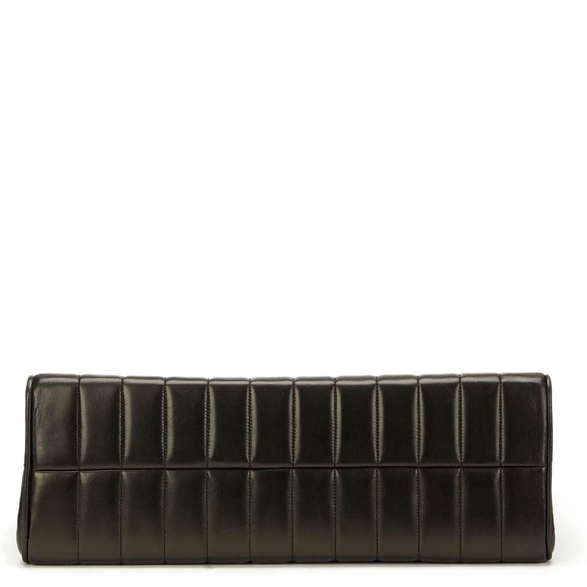 1990s Chanel Black Vertical Quilted Lambskin Vintage Maxi Jumbo XXL Flap Bag 1