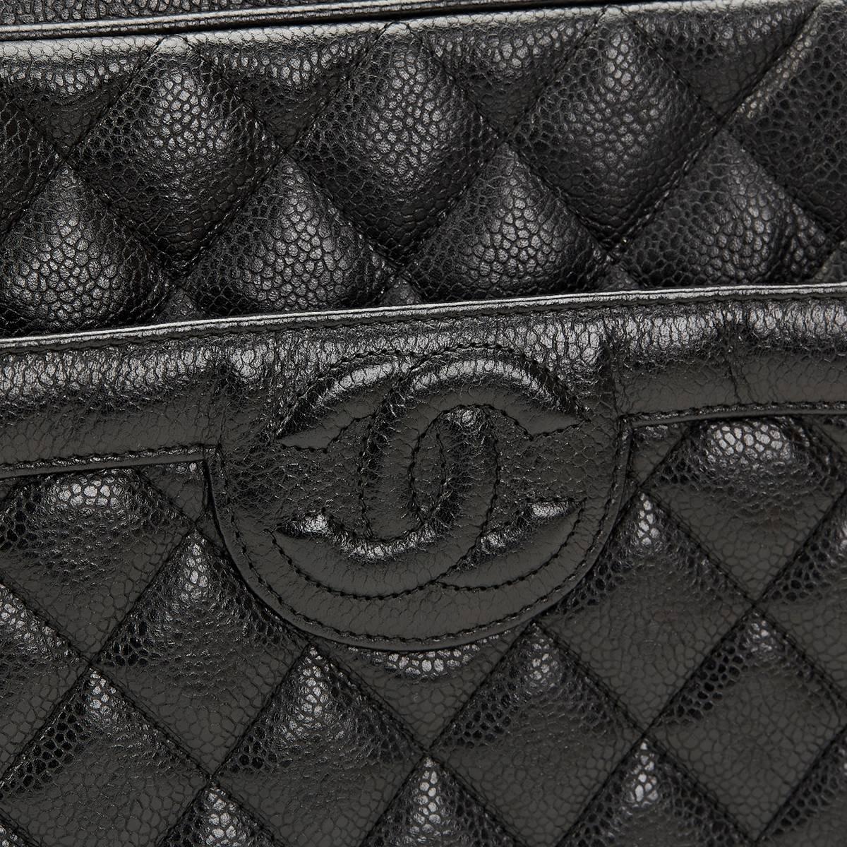 1990s Chanel Black Quilted Caviar Leather Vintage Camera Bag 5