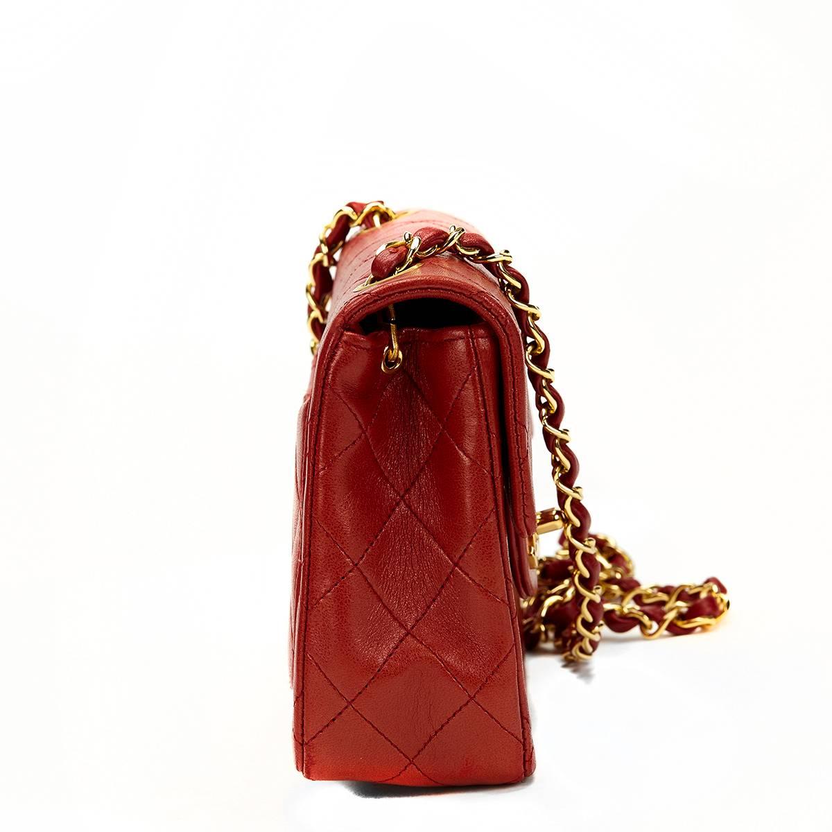 chanel red mini flap bag