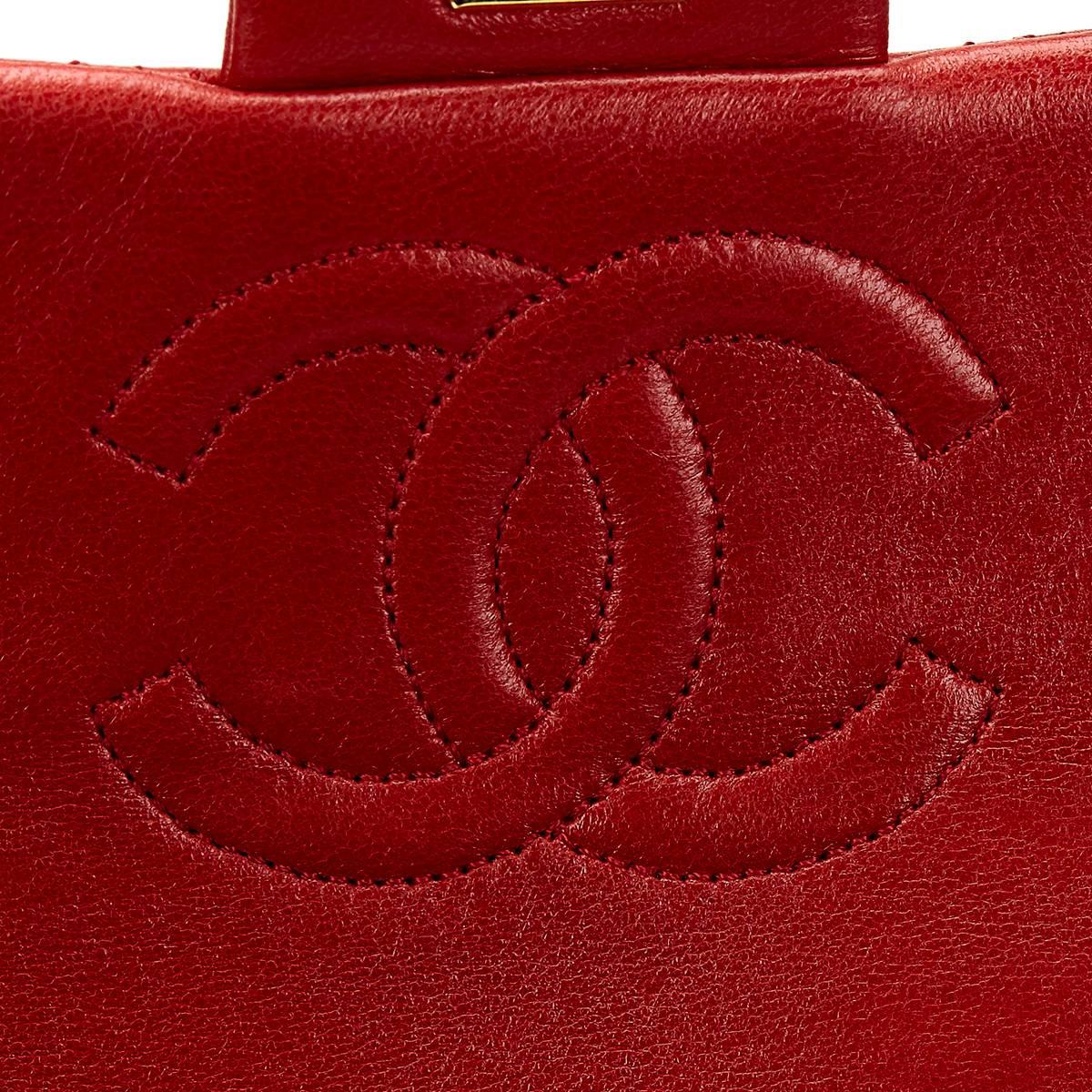 1980s Chanel Red Quilted Lambskin Vintage Mini Flap Bag 1