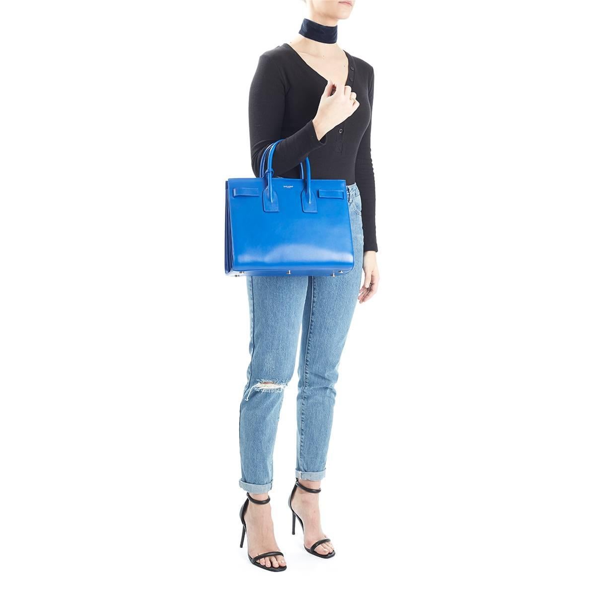 2016 Saint Laurent Royal Blue Calfskin Classic Small Sac De Jour 4