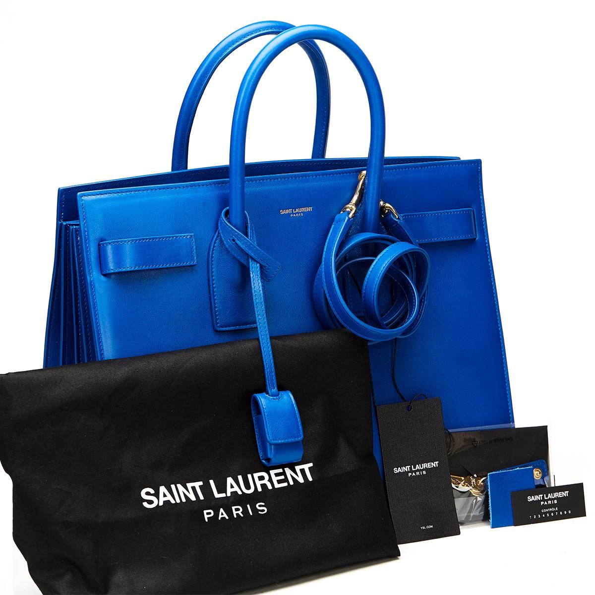 2016 Saint Laurent Royal Blue Calfskin Classic Small Sac De Jour 5