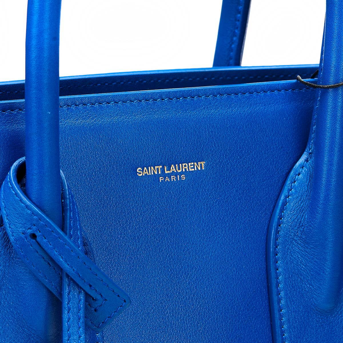2016 Saint Laurent Royal Blue Calfskin Classic Small Sac De Jour 3