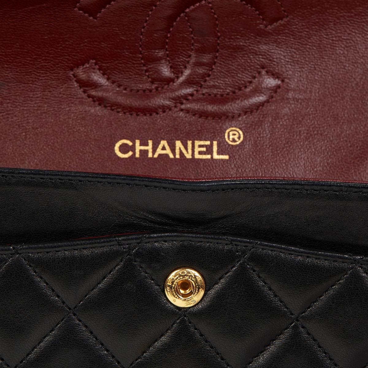 Chanel Black Quilted Lambskin Vintage Small Classic Double Flap Bag 1980s 3