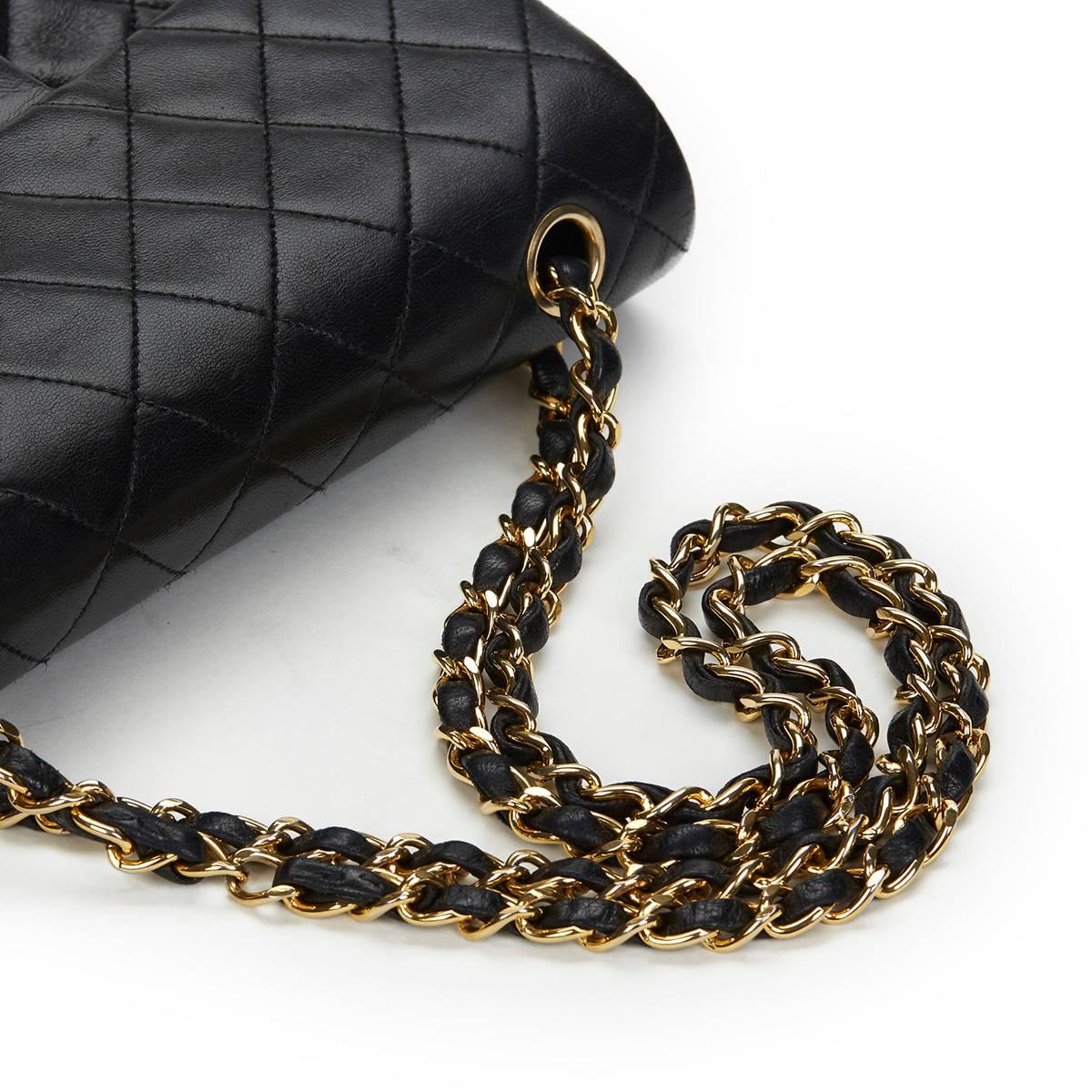 1990 Chanel Black Quilted Lambskin Vintage Small Classic Double Flap Bag In Good Condition In Bishop's Stortford, Hertfordshire