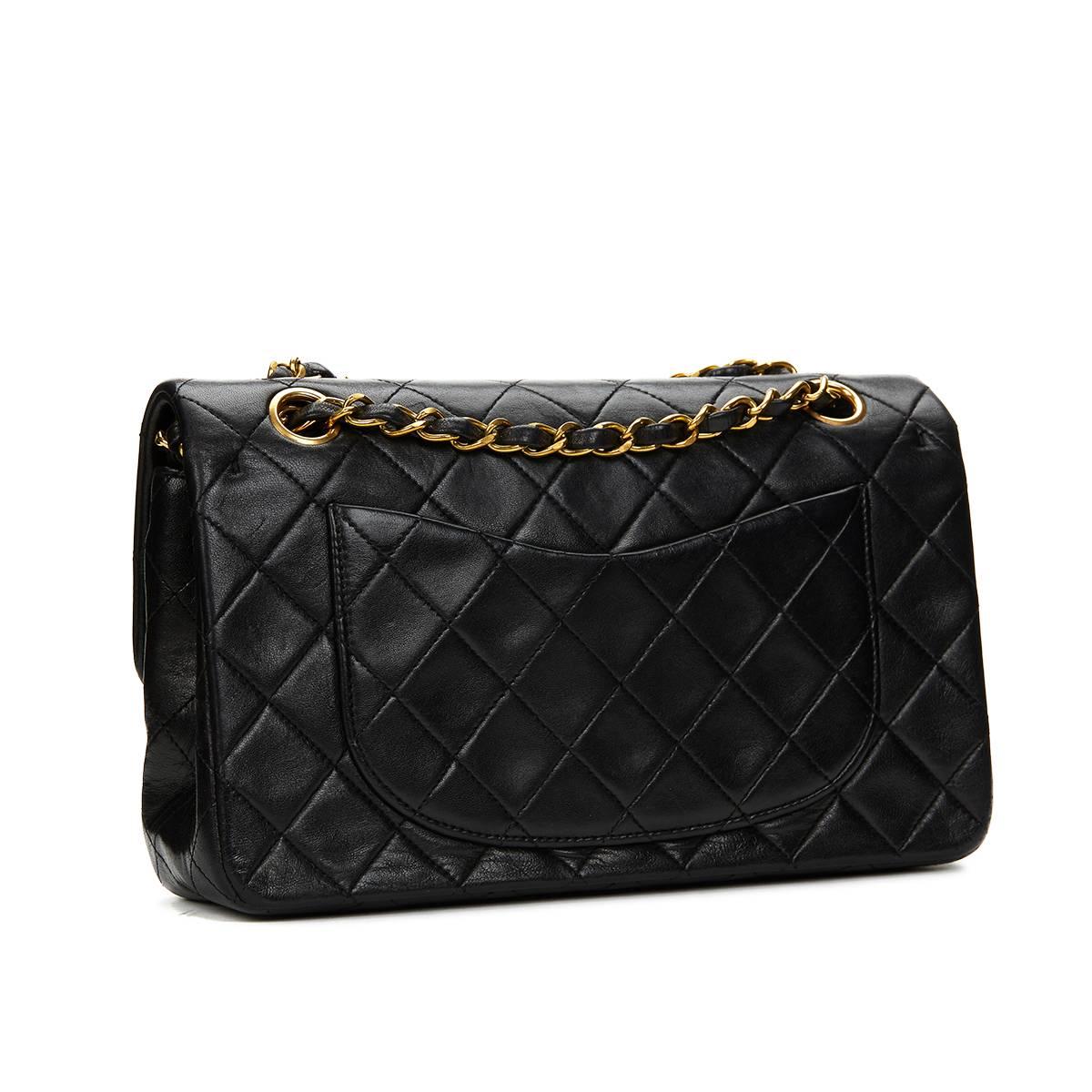 Chanel Black Quilted Lambskin Vintage Small Classic Double Flap Bag 1990s  In Good Condition In Bishop's Stortford, Hertfordshire