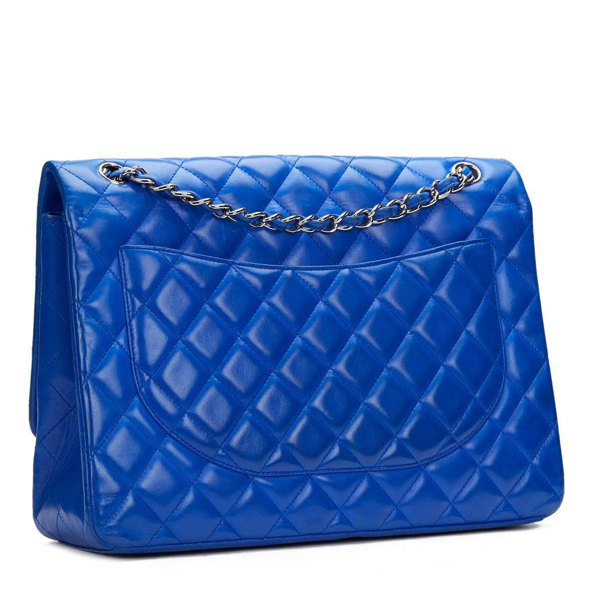 Women's 2000s Chanel Electric Blue Maxi Classic Single Flap Bag