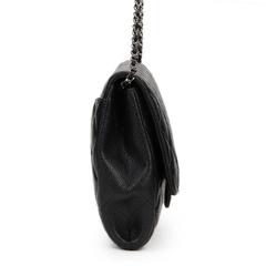 2010s Chanel Black Quilted Caviar Leather Clutch-on-Chain
