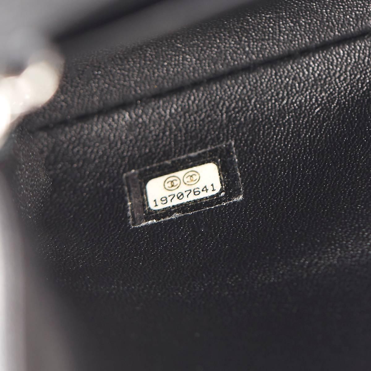 2010s Chanel Black Quilted Caviar Leather Clutch-on-Chain 3