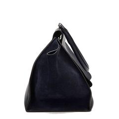 2012 Celine Navy Drummed Calfskin and Suede Large Trapeze