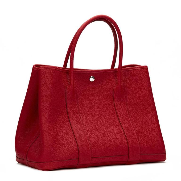 2015 Hermes Rouge Piment Togo Leather Garden Party 36cm at 1stDibs