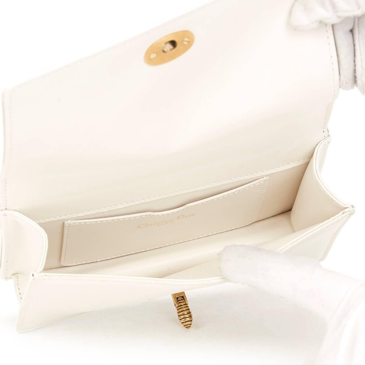 2016 Christian Dior White Calfskin Bee Pouch 2