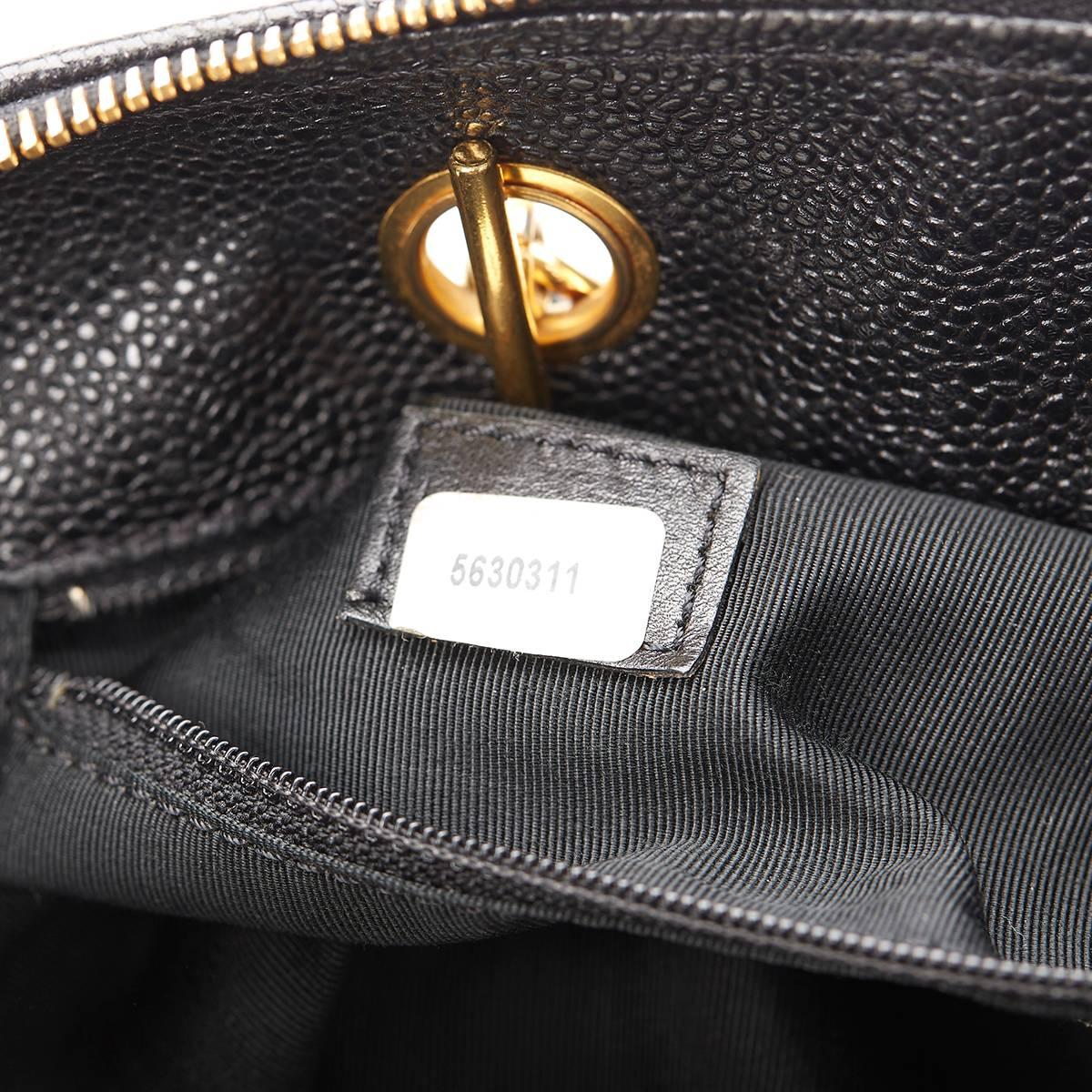 1990s Chanel Black Caviar Leather Vintage Timeless Shoulder Bag 3