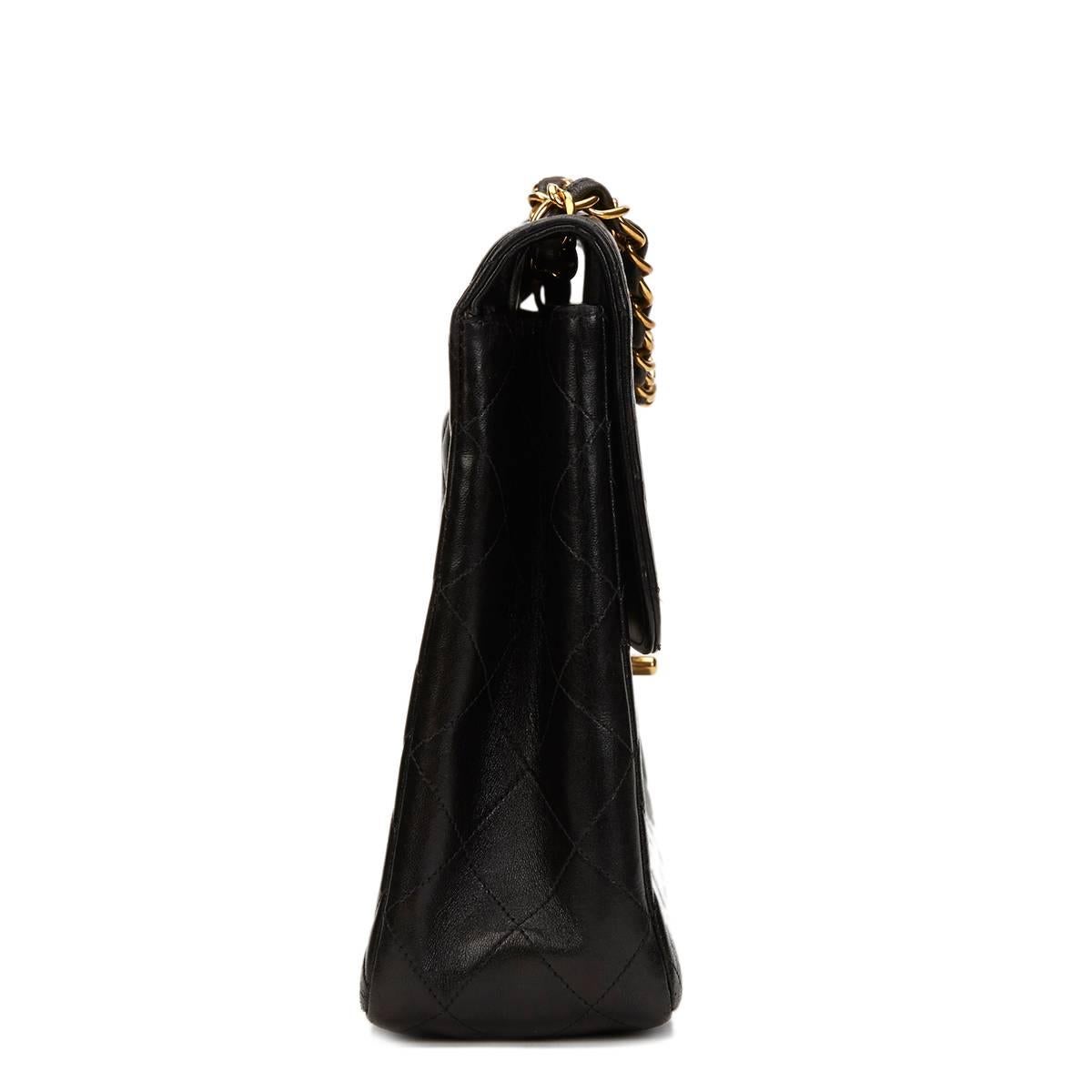 Chanel Black Quilted Lambskin Vintage Jumbo XL Flap Bag 1990s  In Excellent Condition In Bishop's Stortford, Hertfordshire