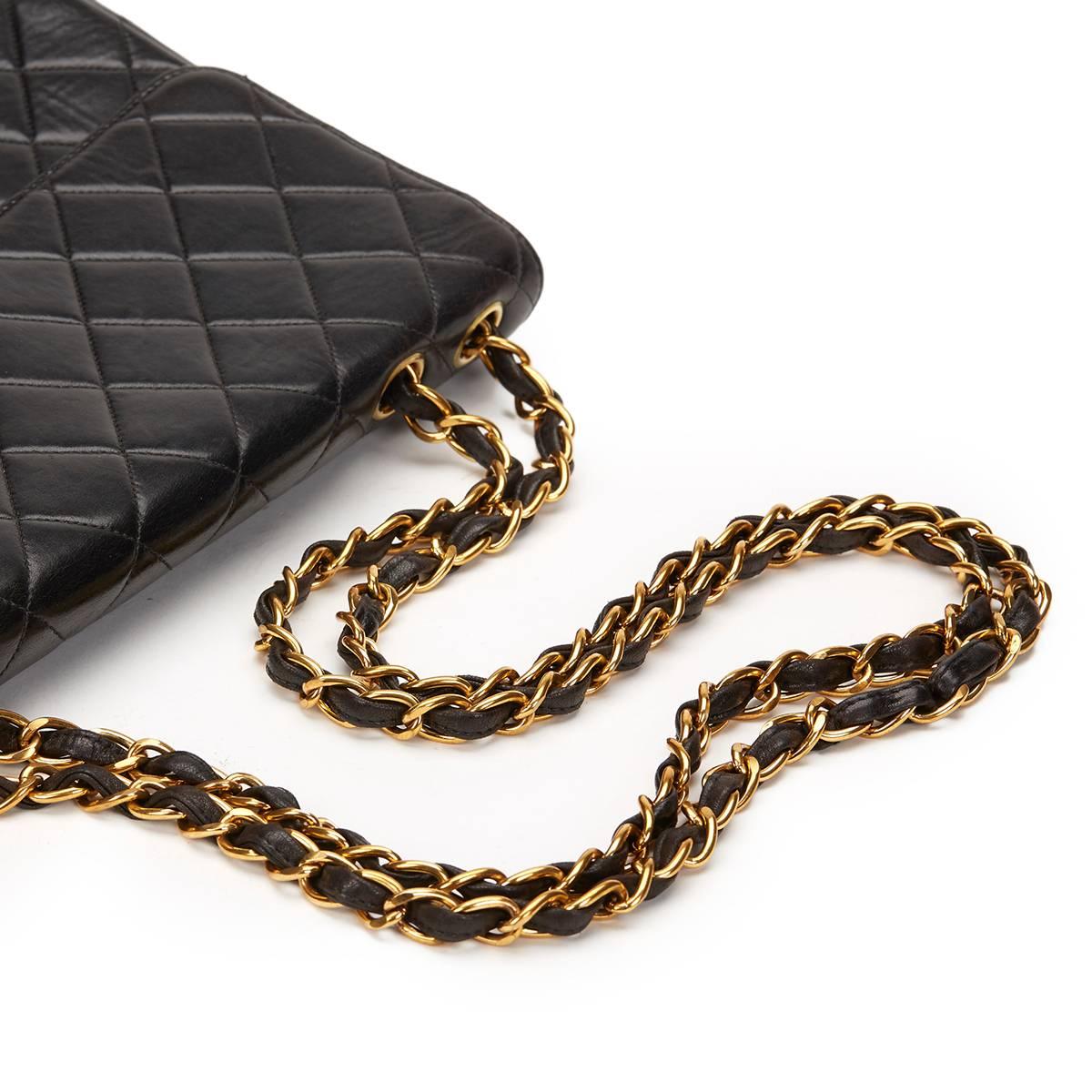 Chanel Black Quilted Lambskin Vintage Jumbo XL Flap Bag 1990s  2