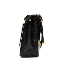 1990s Chanel Black Quilted Lambskin Vintage Medium Classic Double Flap Bag