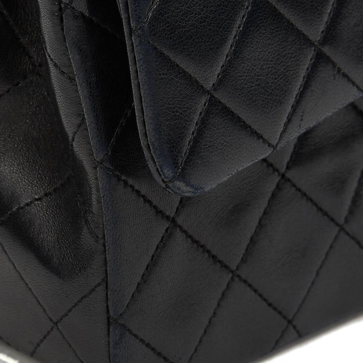 1991 Chanel Black Quilted Lambskin Vintage Small Classic Double Flap Bag  3