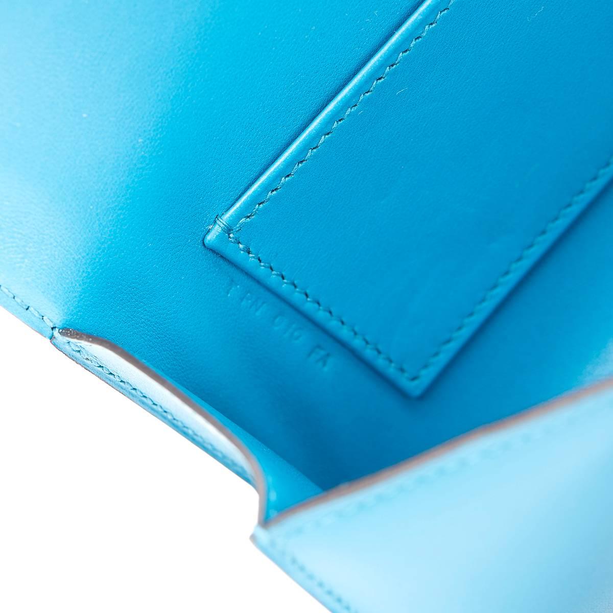 2015 Hermes Blue Izmir Tadelakt Leather Egee Clutch 2