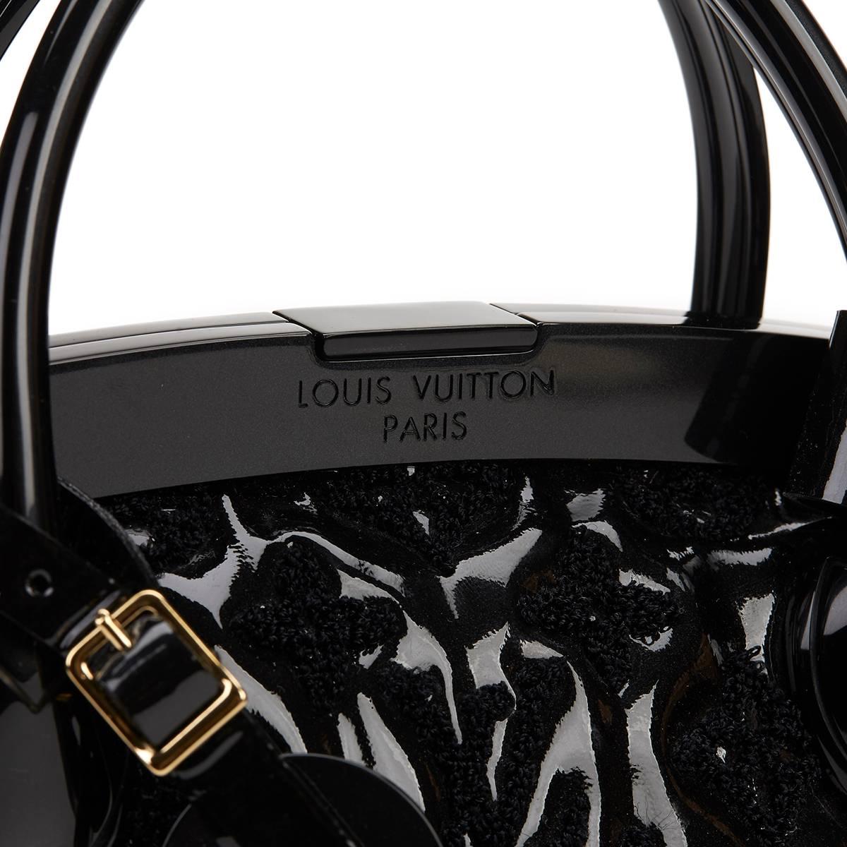 2010s Louis Vuitton Black Patent Leather Monogram Fascination Lockit BB Frame 1