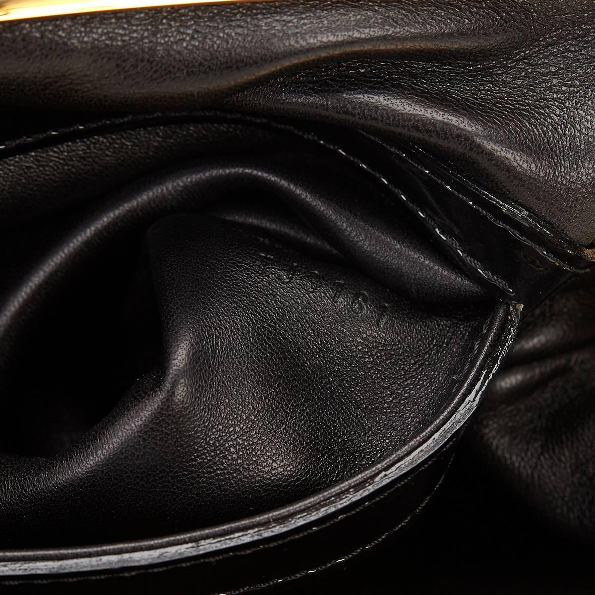 2010s Louis Vuitton Black Patent Leather Monogram Fascination Lockit BB Frame 5